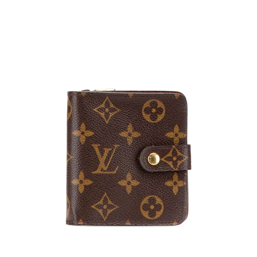 Louis Vuitton Monogram Bifold Compact Wallet Brown Canvas Good condition - Front View