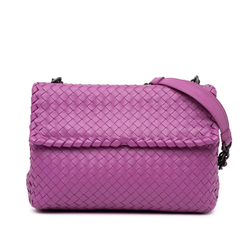 Bottega Veneta Medium Nappa Intrecciato Olimpia Shoulder Bag Purple Leather Good condition - Front View