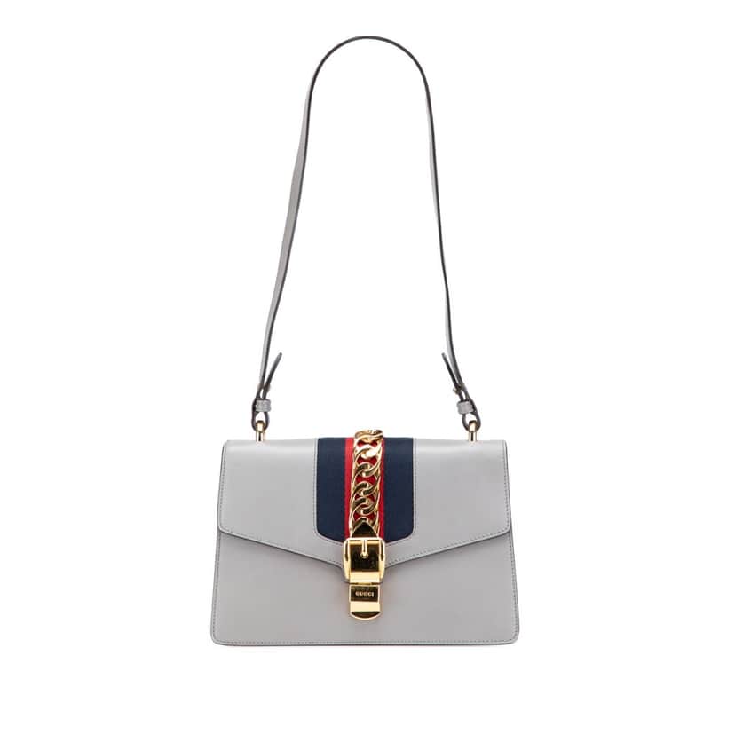 Gucci Small Leather Sylvie Satchel Grey Leather Good condition - Front View