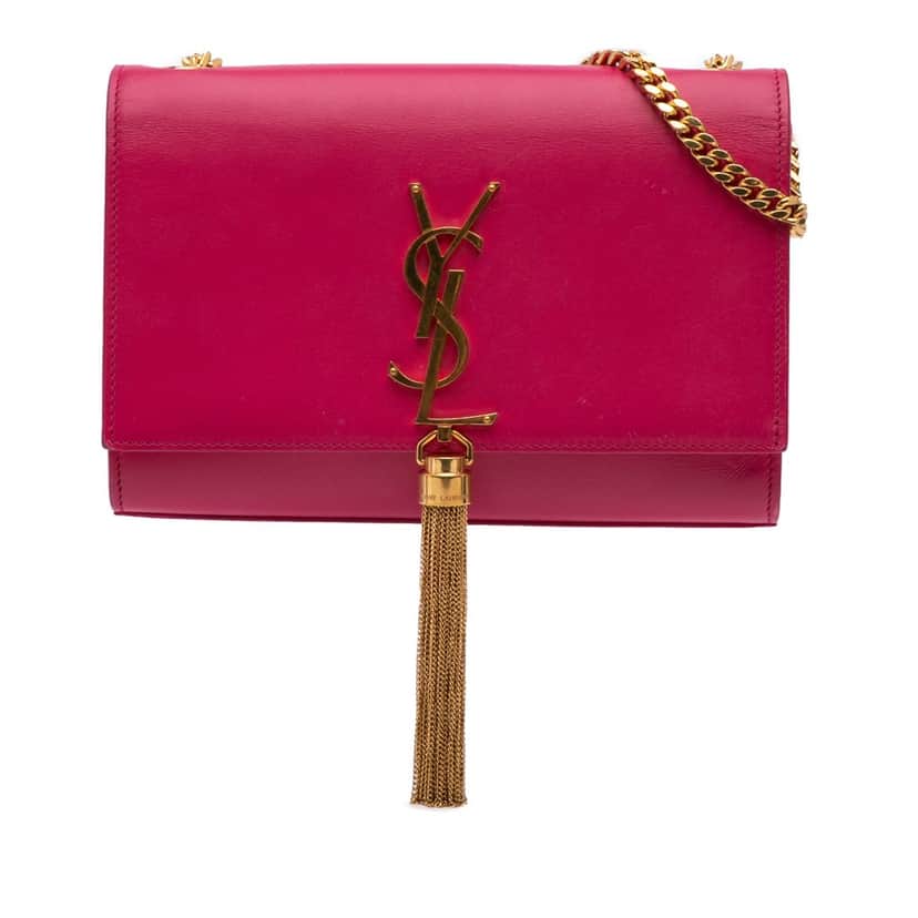 Saint Laurent Medium Smooth Calfskin Classic Monogram Kate Tassel Crossbody Pink Leather Good condition - Front View