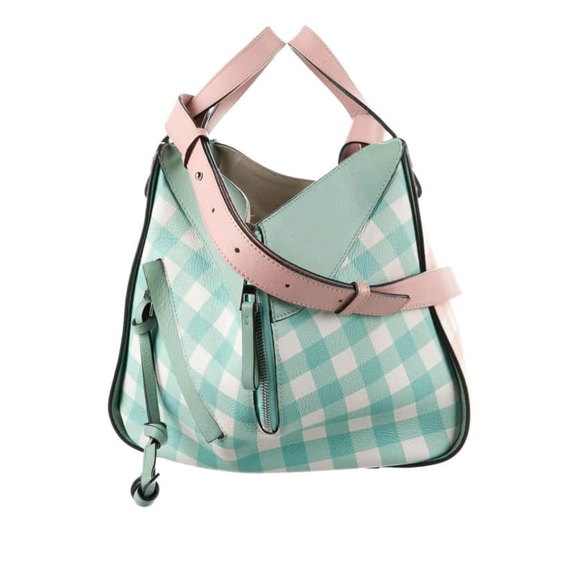 Loewe Small Hammock Gingham Pink Leather Good condition - Front View