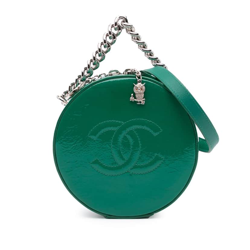 Chanel Patent Round As Earth Satchel Green Leather Good condition - Front View