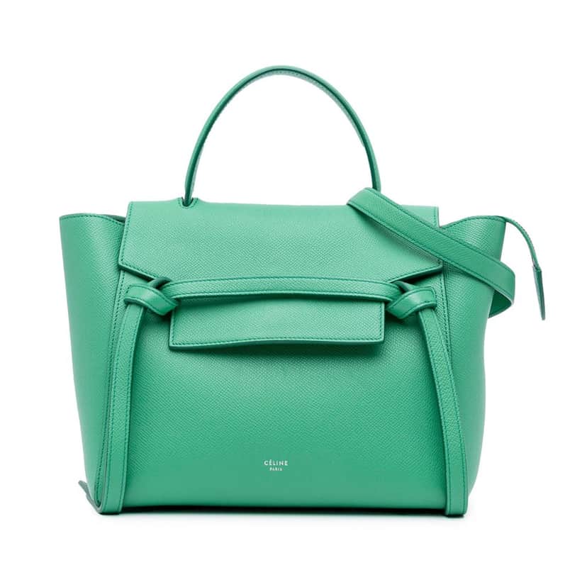 Celine Micro Grained Calfskin Belt Bag Green Leather Good condition - Front View