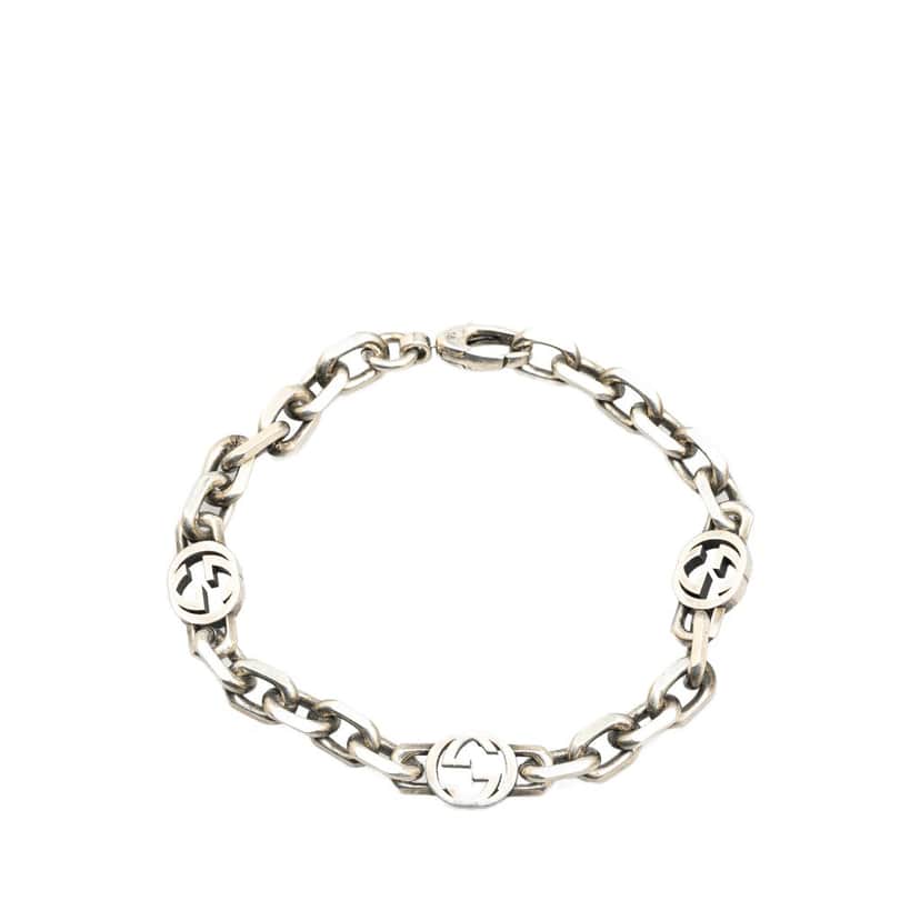 Gucci Sterling Silver Interlocking G Chain Bracelet Silver Silver Good condition - Front View