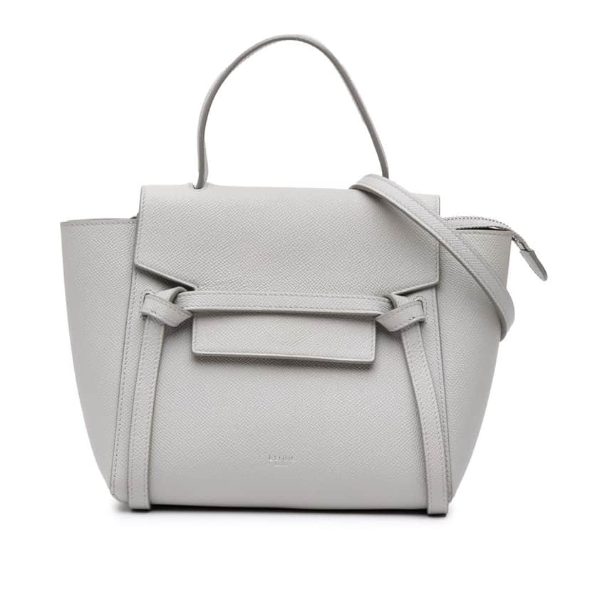 Celine Nano Grained Calfskin Belt Bag Grey Leather Good condition - Front View