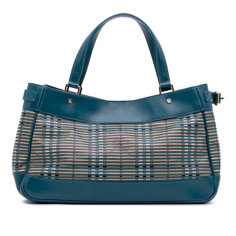 Burberry Haymarket Check Coated Canvas Ravensdon Handbag Blue Canvas Good condition - Front View