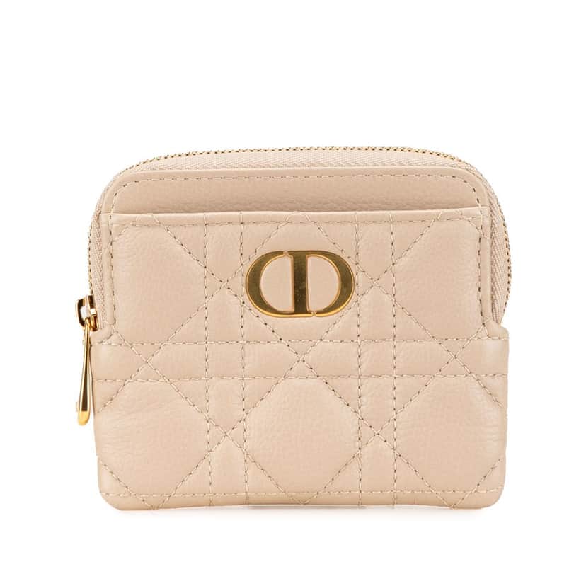 Dior Calfskin Cannage Supple Caro Lavender Wallet Pink Leather Good condition - Front View