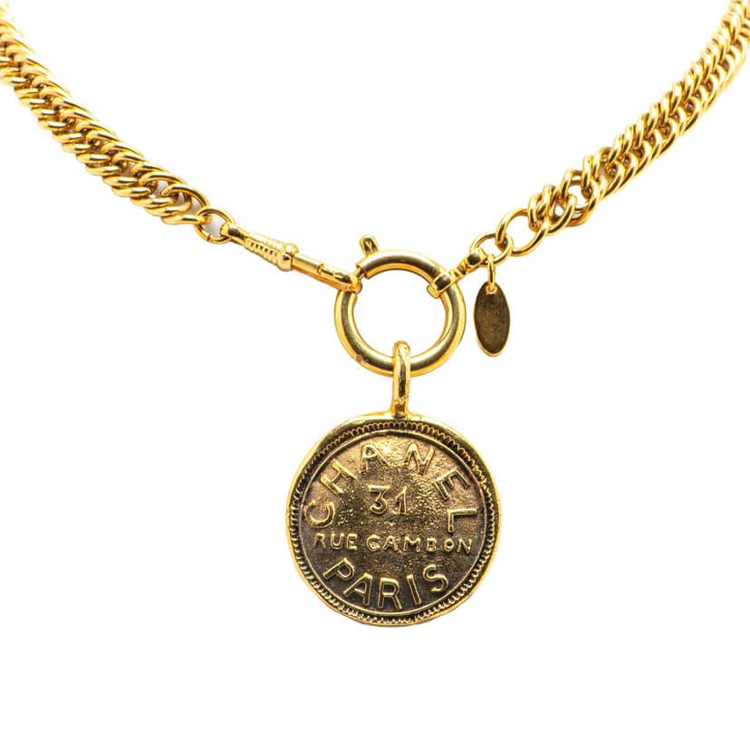 Chanel Gold Plated 31 Rue Cambon Pendant Necklace Gold Metal Good condition - Front View