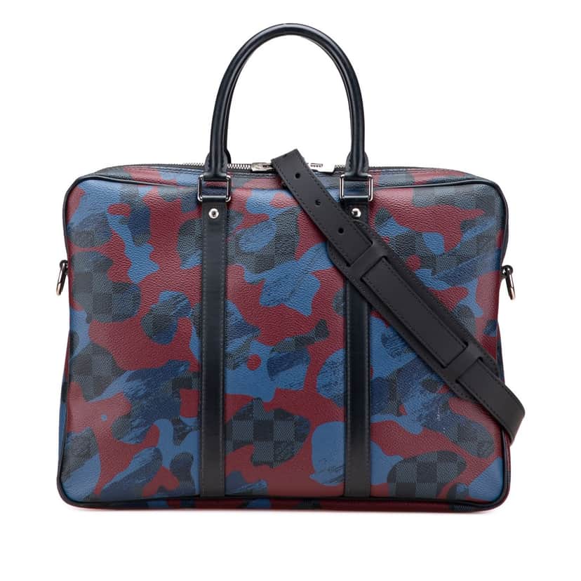 Louis Vuitton Damier Cobalt Camouflage Porte-Documents Voyage PM Blue Canvas Good condition - Front View