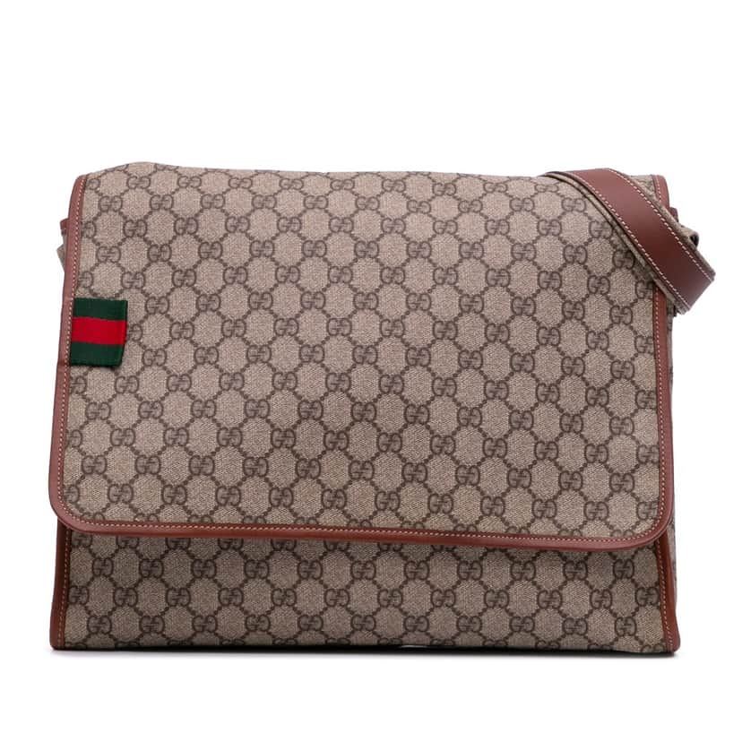 Gucci GG Supreme Web Messenger Bag Brown Canvas Good condition - Front View
