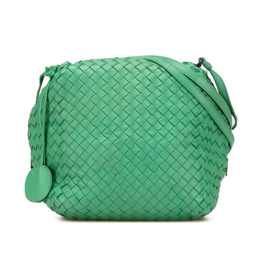Bottega Veneta Nappa Intrecciato Cube Crossbody Green Leather Good condition - Front View
