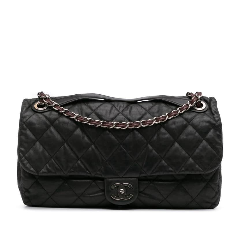 Chanel Jumbo Iridescent Calfskin In The Mix Flap Black Leather Good condition - Front View