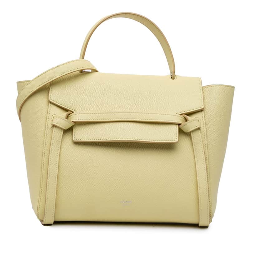 Celine Micro Grained Calfskin Belt Bag Yellow Leather Good condition - Front View