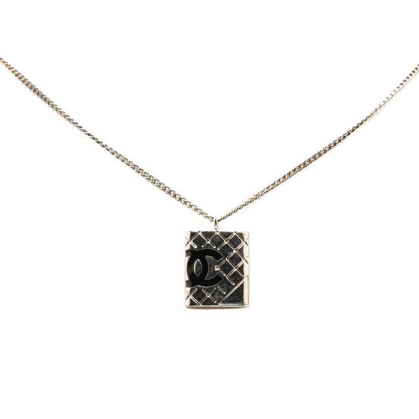Chanel Cambon Ligne Pendant Necklace Silver Brass Good condition - Front View