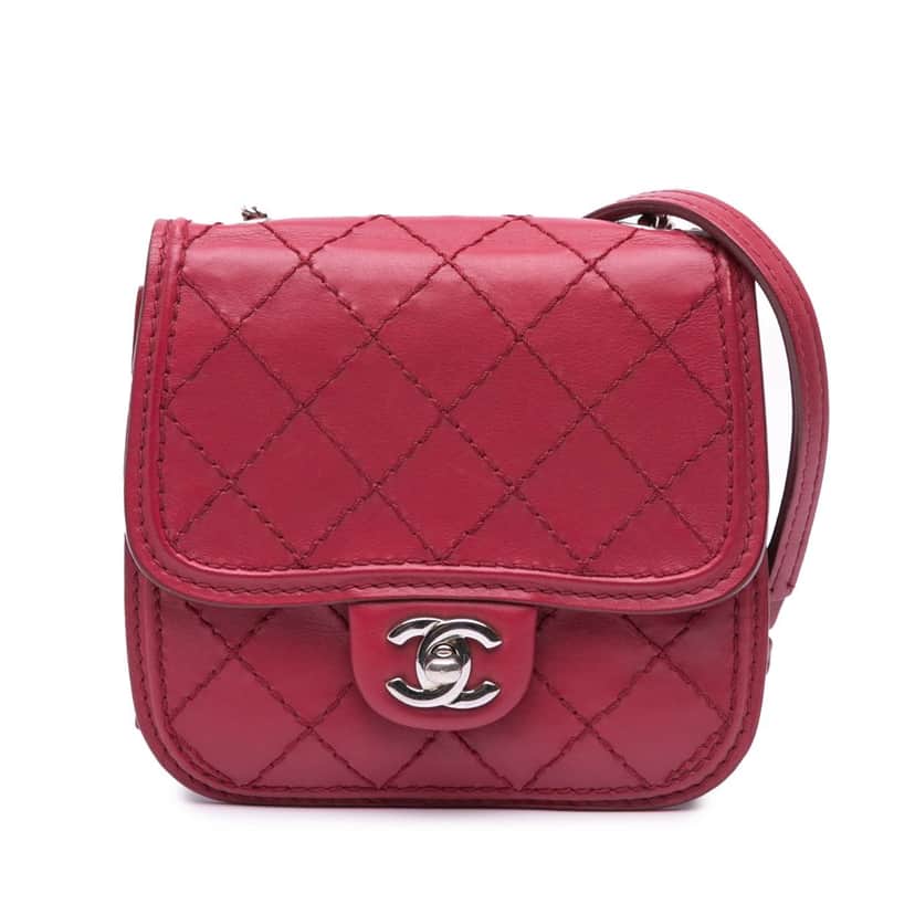 Chanel Mini Stitched Calfskin Citizen Flap Pink Leather Very good condition - Front View