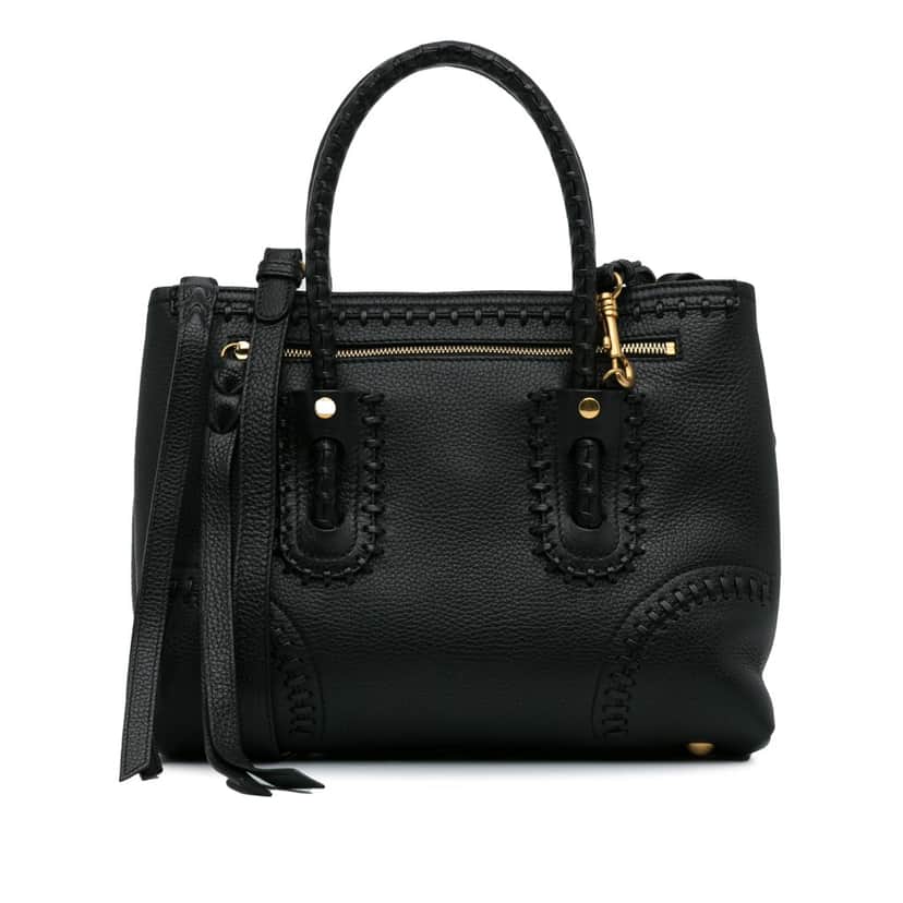 Alexander Mcqueen Whipstitch Folk Tote Black Leather Fair condition - Front View