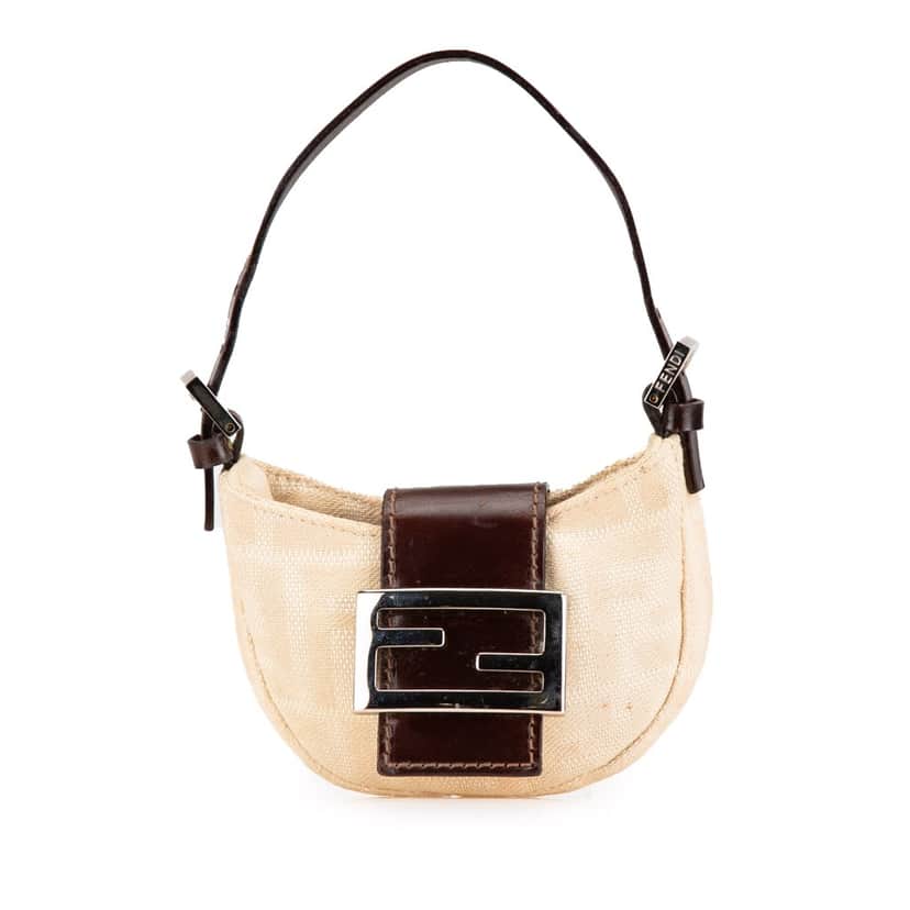 Fendi Mini Zucca Canvas Croissant Handbag Brown Canvas Fair condition - Front View