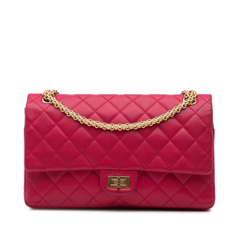 Chanel Reissue 2.55 Quilted Caviar Double Flap 226 Pink Leather Good condition - Front View