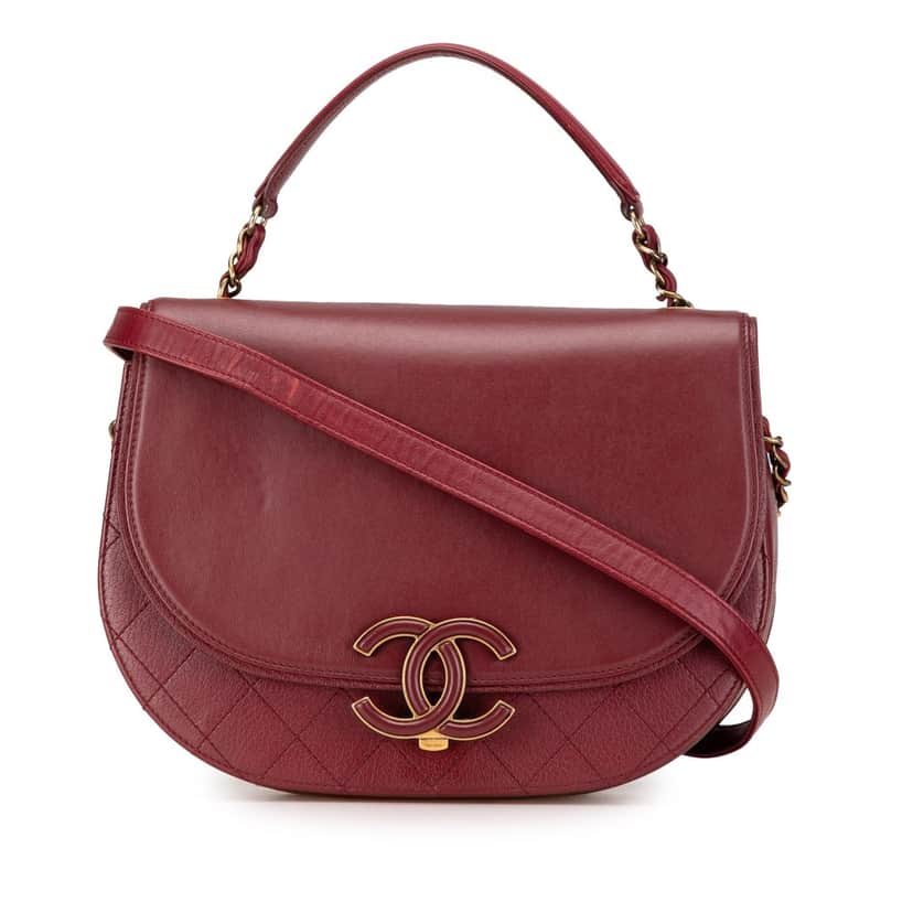Chanel Medium Calfskin Coco Curve Flap Red Leather Very good condition - Front View
