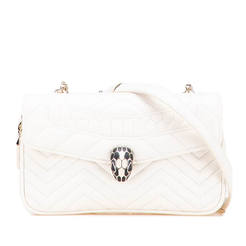 Bvlgari Leather Serpenti Forever Convertible Satchel White Leather Good condition - Front View
