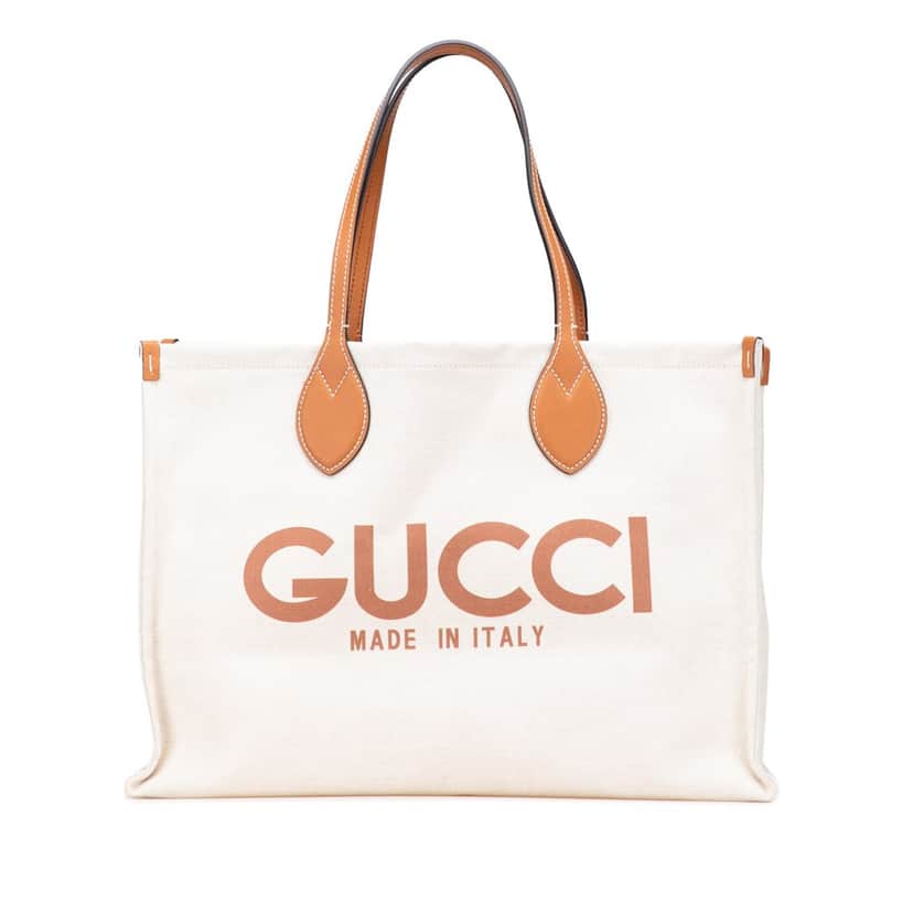 Gucci Large Canvas Logo Tote Brown Canvas Very good condition - Front View