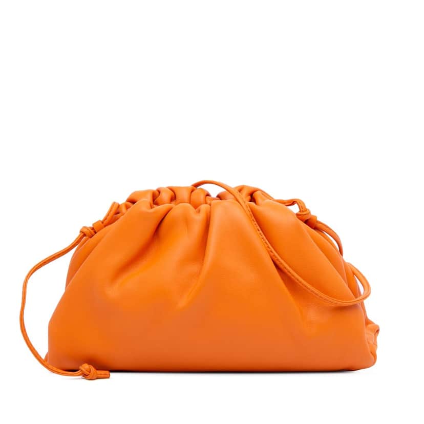 Bottega Veneta Lambskin The Mini Pouch Crossbody Orange Leather Good condition - Front View