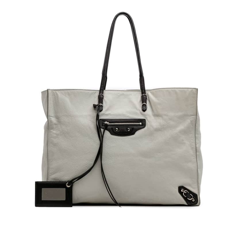 Balenciaga Leather Papier A4 Tote Grey Leather Good condition - Front View