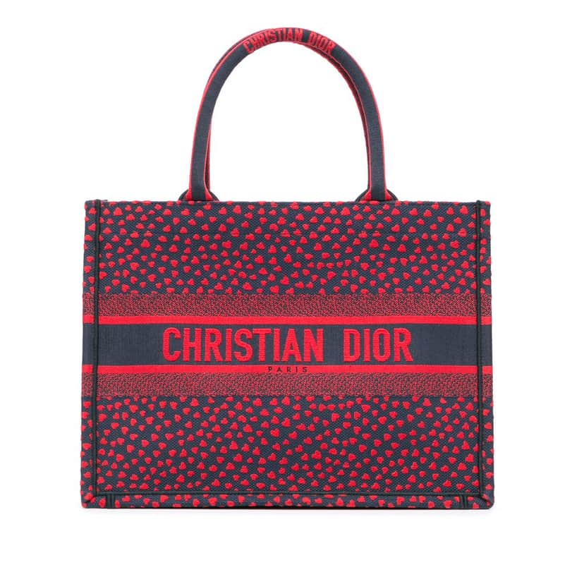 Dior Medium Canvas Pop Hearts I Love Paris Book Tote Red Canvas Good condition - Front View
