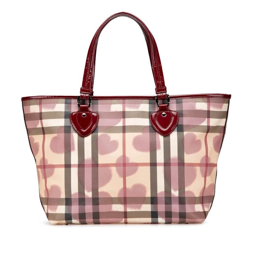 Burberry House Check Coated Canvas Hearts Gracie Tote Brown Canvas Good condition - Front View