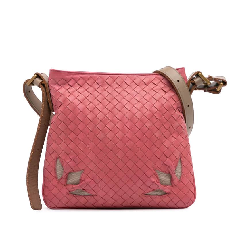 Bottega Veneta Intrecciato Crossbody Pink Leather Good condition - Front View