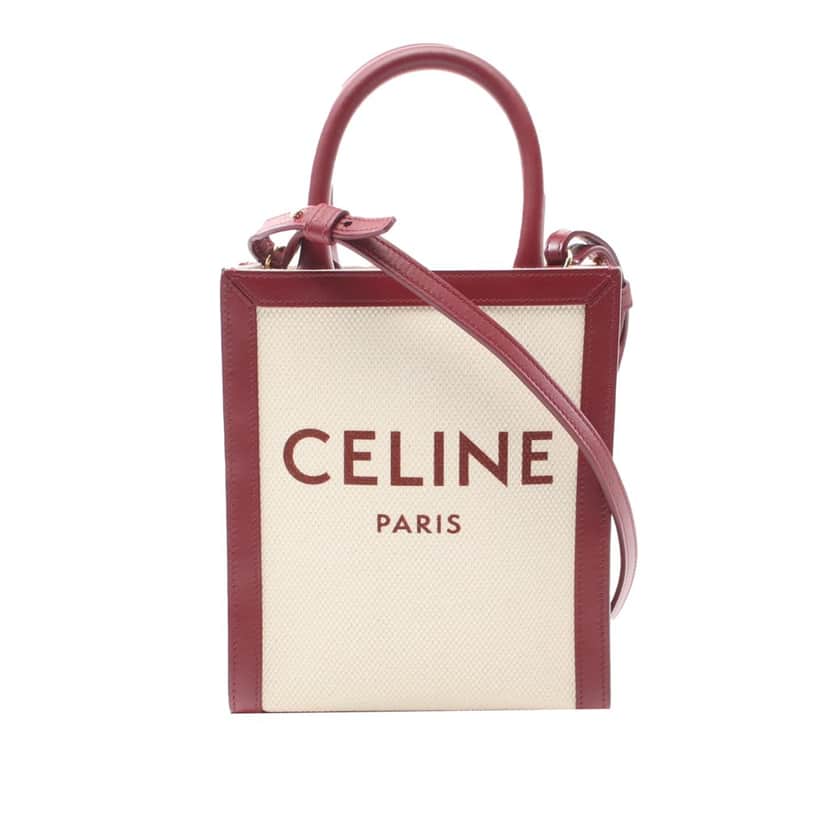 Celine Mini Canvas Vertical Cabas Satchel Brown Canvas Good condition - Front View
