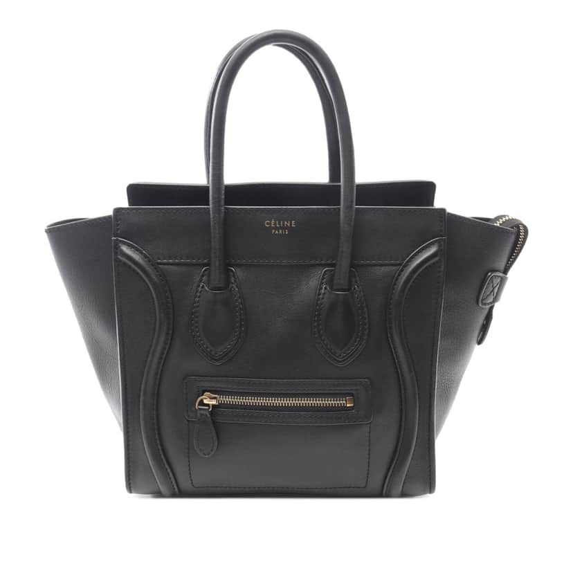Celine Micro Smooth Calfskin Luggage Tote Black Leather Good condition - Front View