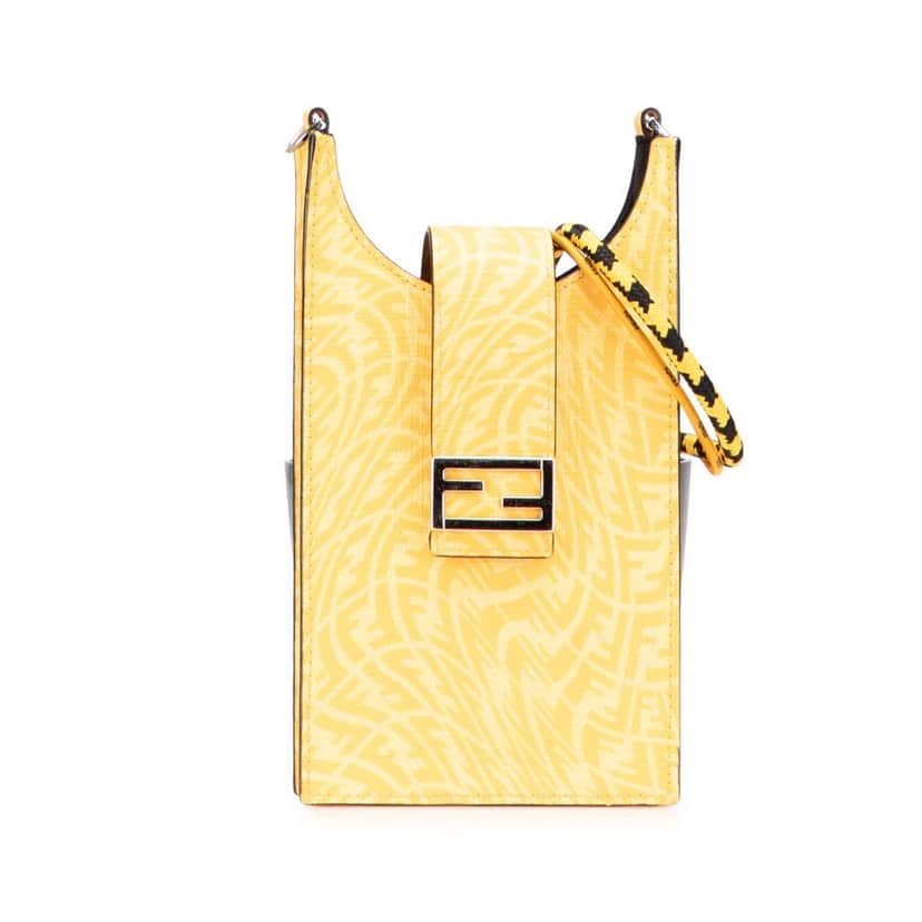 Fendi Sarah Coleman Coated Canvas FF Vertigo Phone Holder Crossbody Yellow Canvas Good condition - Front View