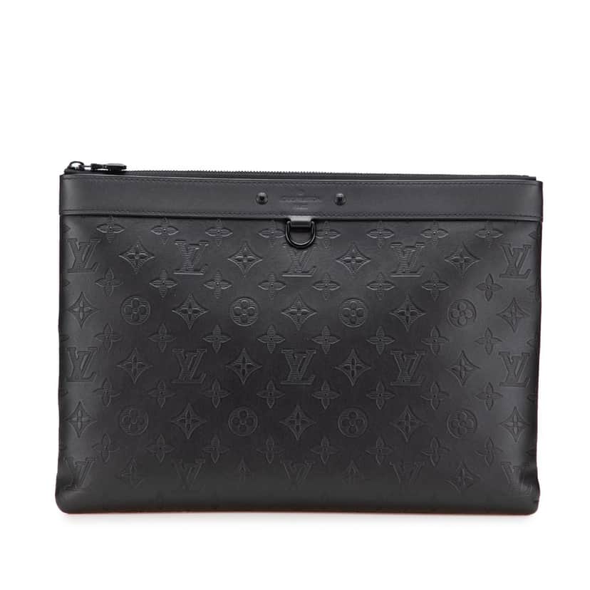 Louis Vuitton Monogram Shadow Discovery Pochette Black Leather Good condition - Front View