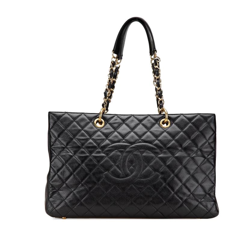 Chanel Caviar Grand Shopping Tote XL Black Leather Good condition - Front View