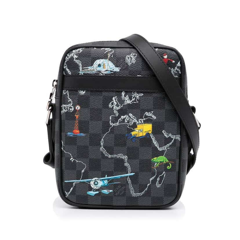 Louis Vuitton Damier Graphite Renaissance Map Danube Slim PM Black Canvas Very good condition - Front View