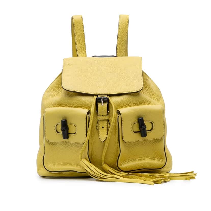 Gucci Leather Bamboo Tassel Backpack Yellow Leather Good condition - Front View