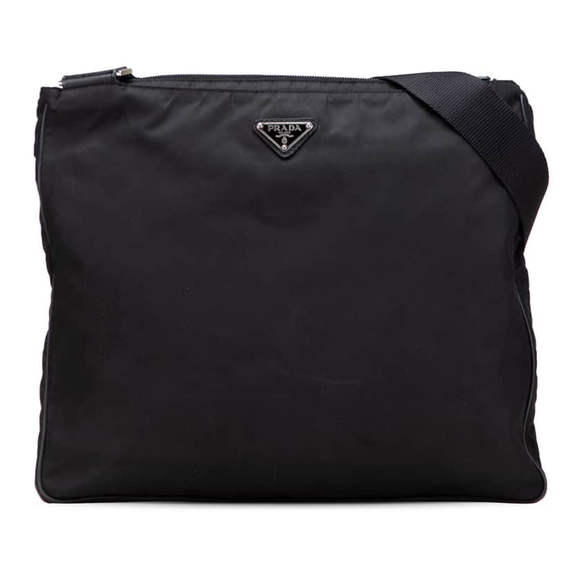 Prada Tessuto Zip Top Crossbody Black Good condition - Front View