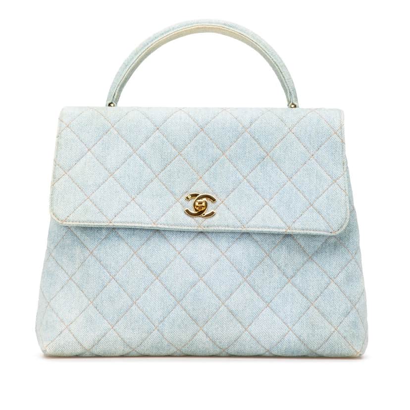 Chanel Denim Kelly Top Handle Bag Blue Denim Good condition - Front View