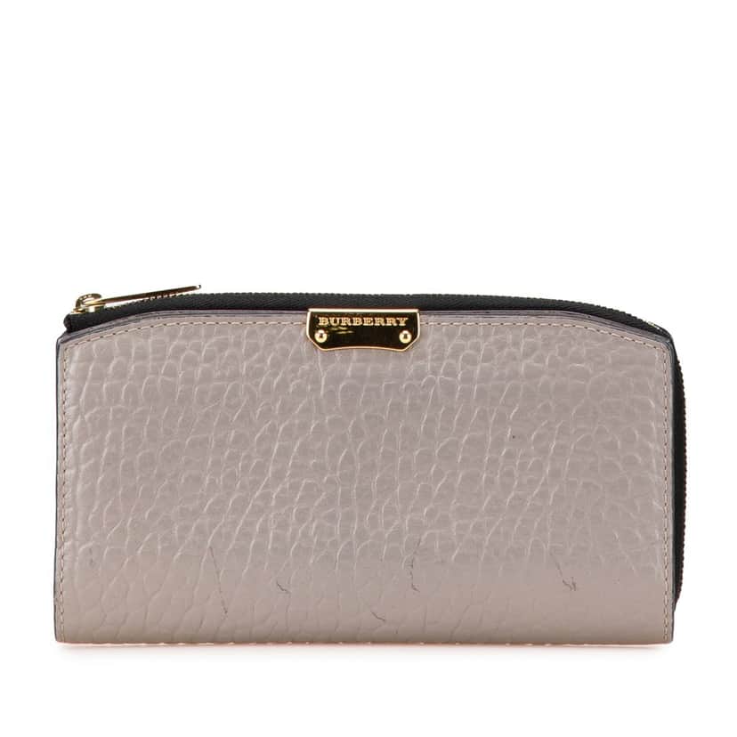 Burberry Heritage Grained Calfskin Alvington Continental Wallet Grey Leather Good condition - Front View