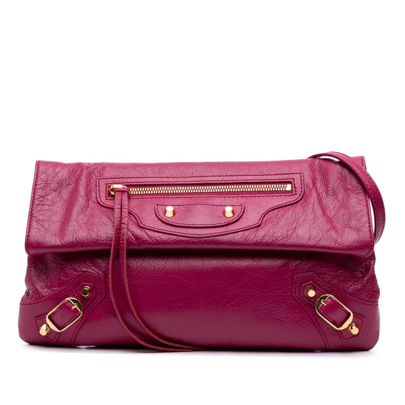 Balenciaga Lambskin Motocross Classic Giant 12 Envelope Crossbody Pink Leather Good condition - Front View