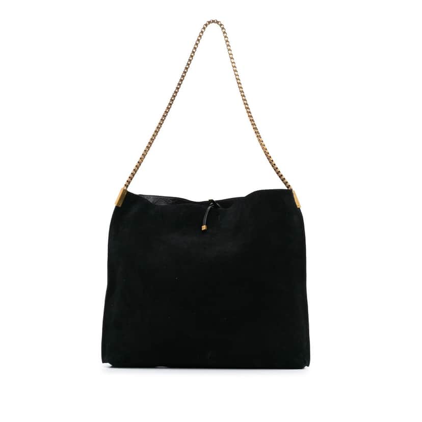 Saint Laurent Suede Suzanne Chain Shoulder Bag Black Leather Good condition - Front View