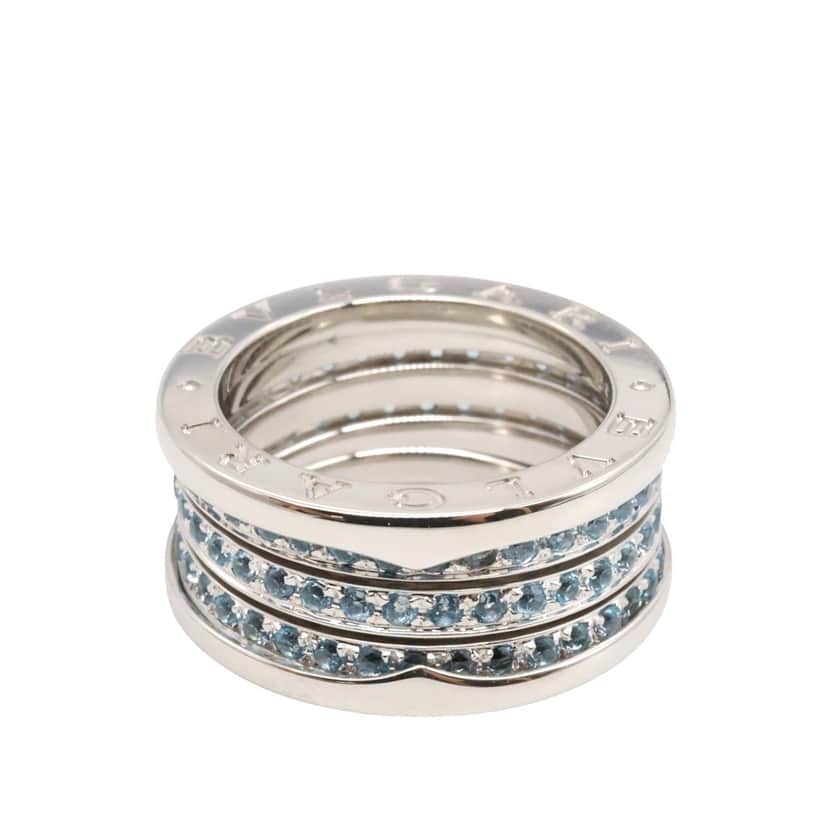 Bvlgari 18K White Gold and Blue Topaz B.Zero1 Three Band Ring Silver White Gold Good condition - Front View