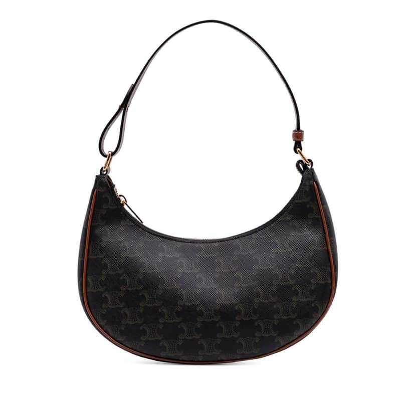 Celine Triomphe Coated Canvas Ava Shoulder Bag Brown Canvas Good condition - Front View