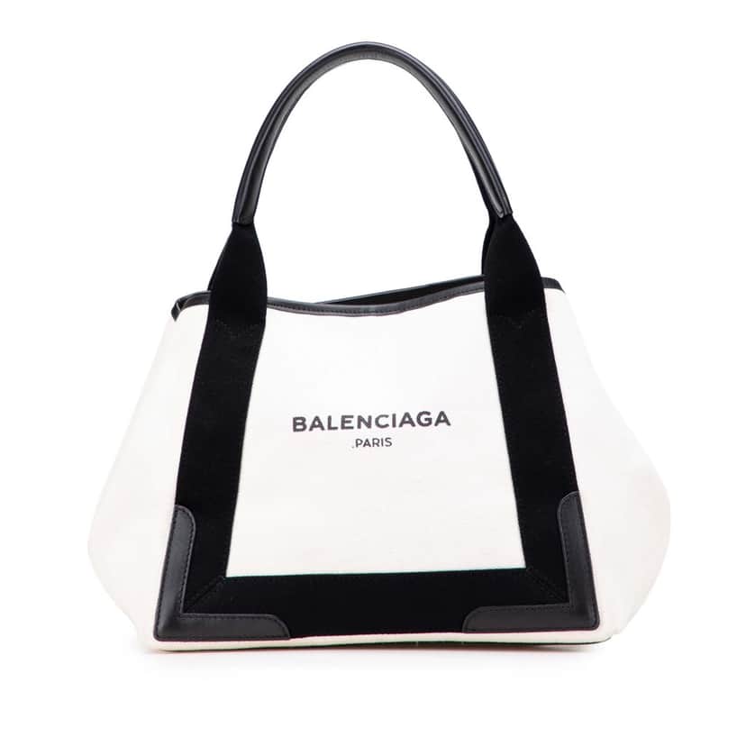 Balenciaga Canvas S Navy Cabas Tote White Canvas Good condition - Front View
