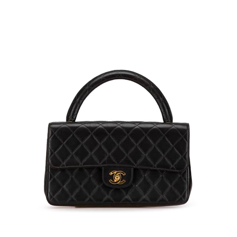 Chanel Medium Classic Lambskin Kelly Flap Black Leather Good condition - Front View