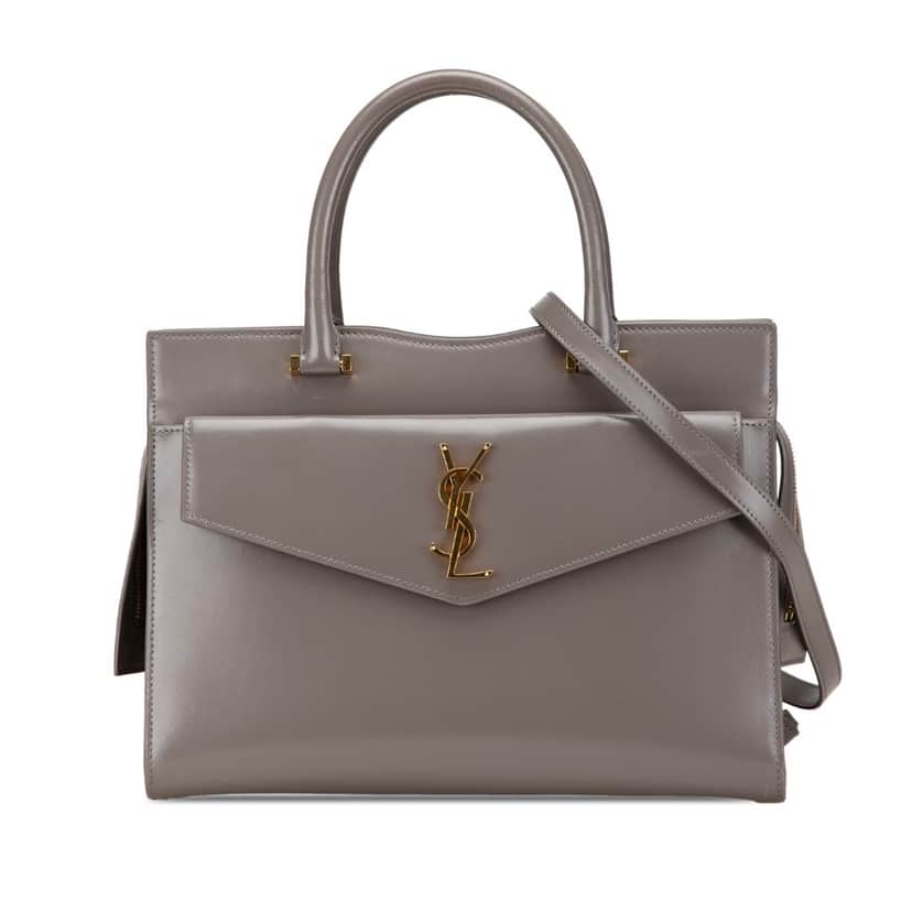 Saint Laurent Medium Leather Monogram Uptown Satchel Grey Leather Good condition - Front View