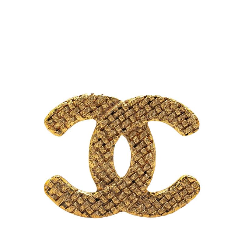 Chanel Gold Plated CC Brooch Gold Metal Good condition - Front View