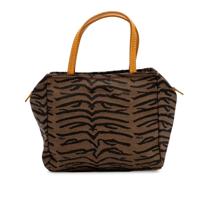 Fendi Zebra Print Canvas Handbag Brown Canvas Good condition - Front View