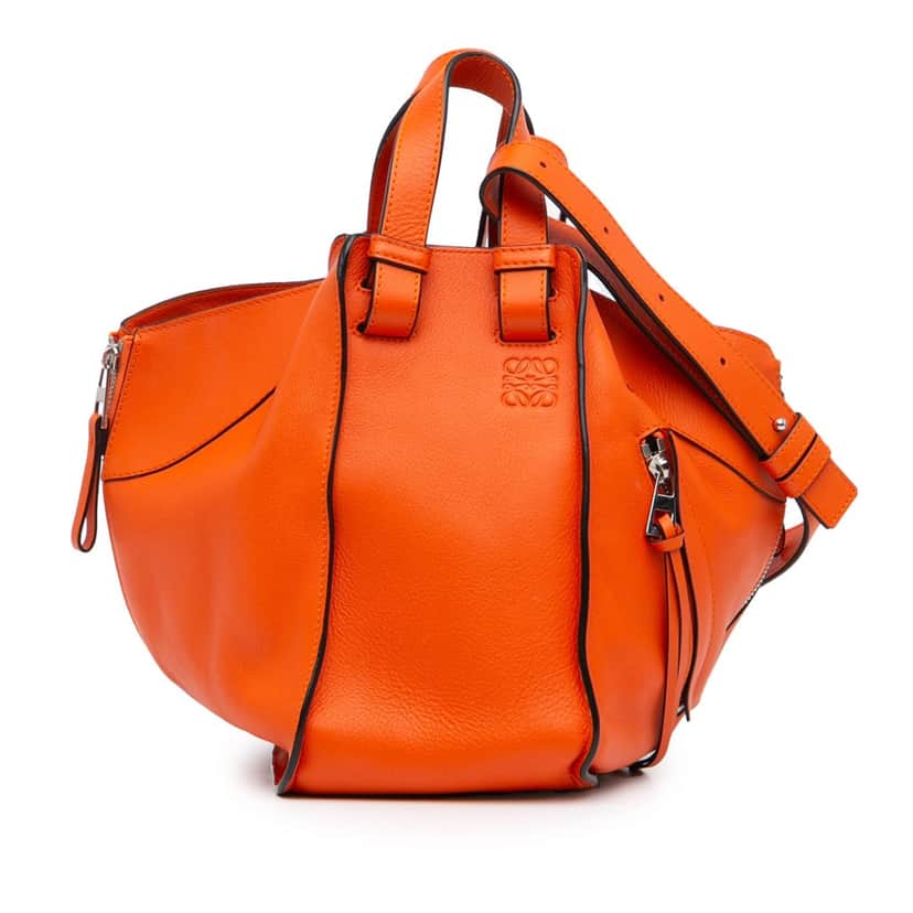 Loewe Small Leather Hammock Satchel Orange Leather Good condition - Front View